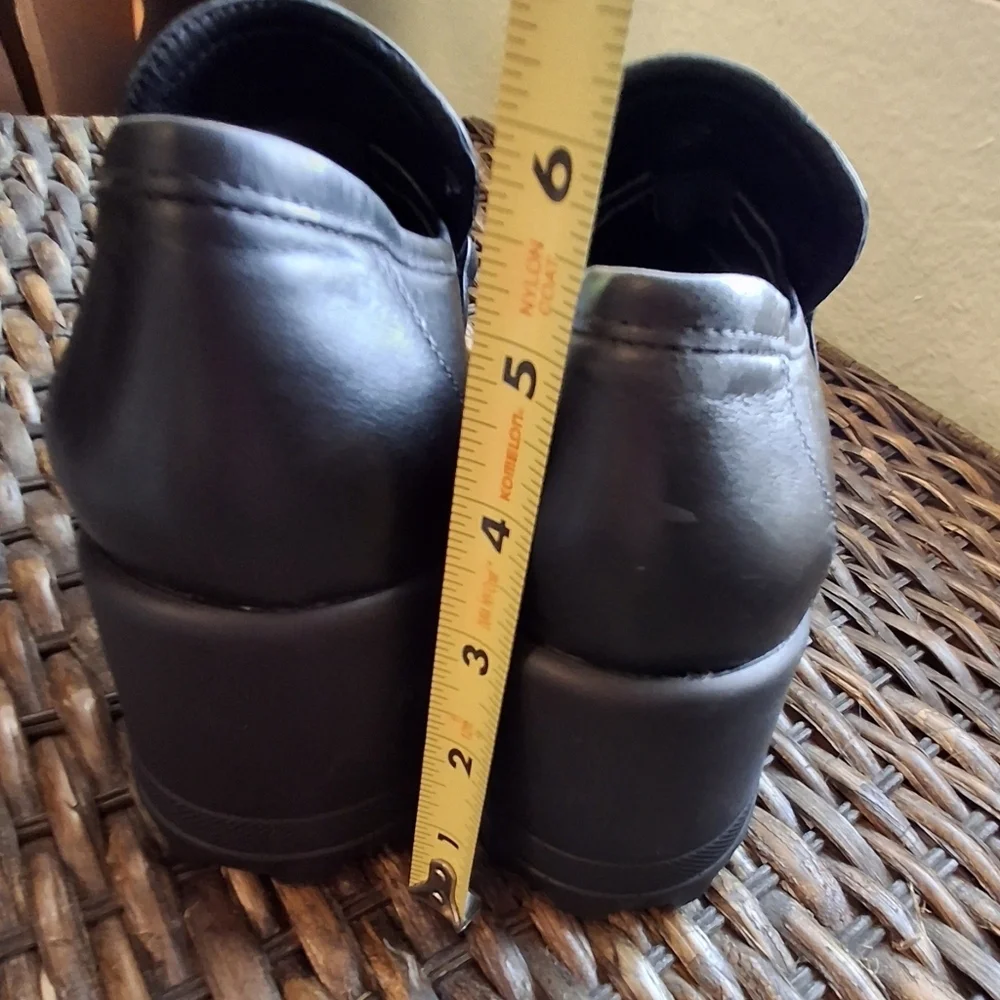 Voile Blanche Carine Black Leather Slip-On Ankle Chunky Loafers Size Women 10.5